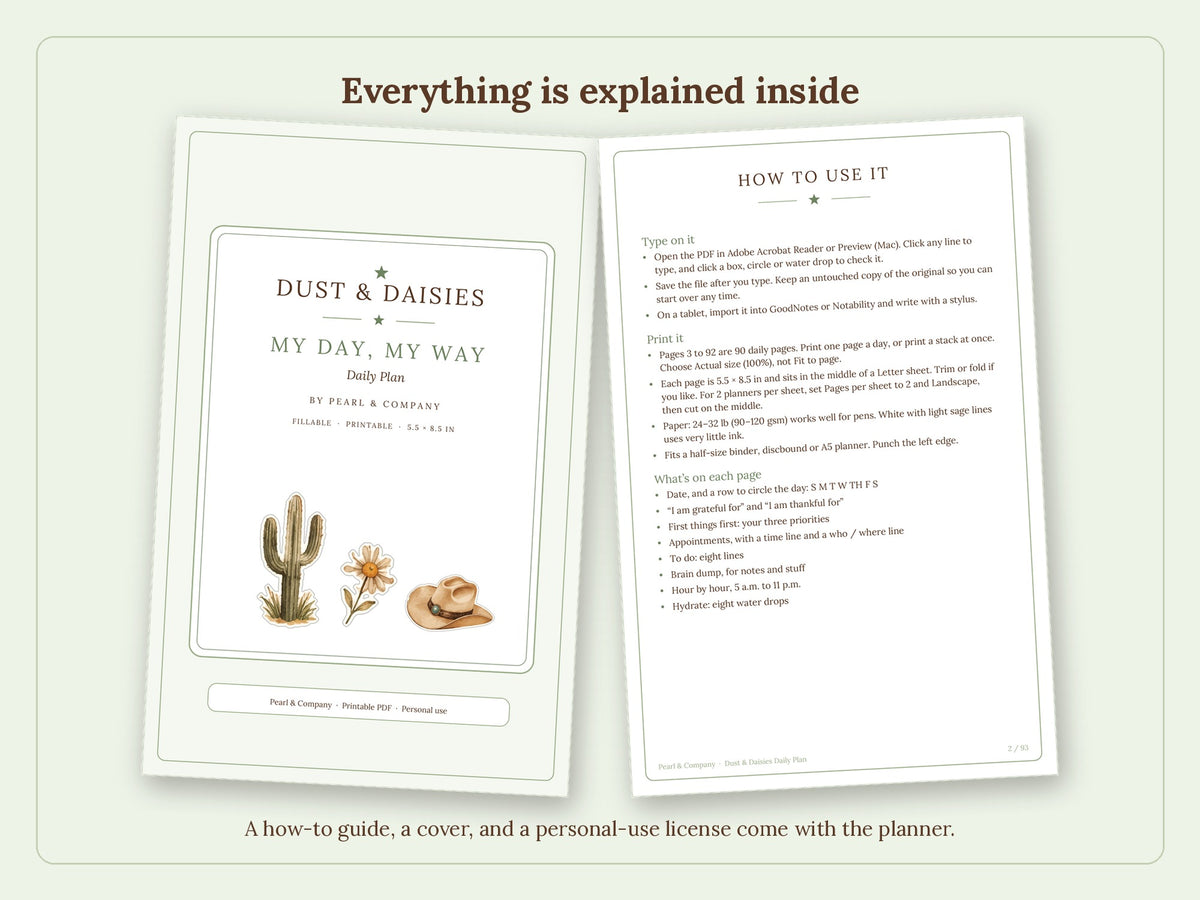 Daily Planner Printable & Fillable – My Day, My Way (90 Days) | Pearl & Company