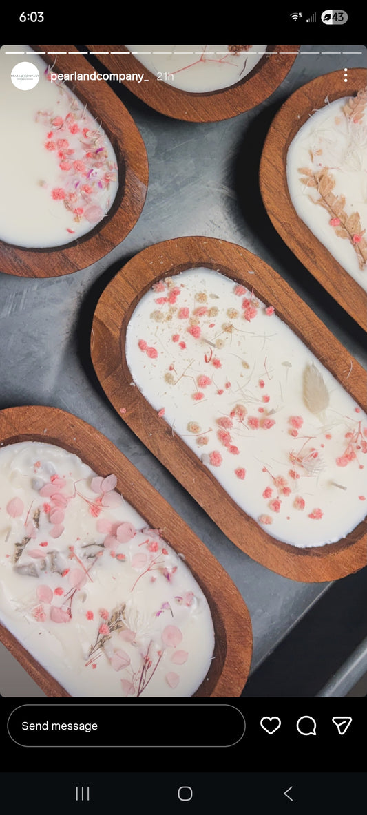 Hand-Poured Wood Dough Bowl Candle
