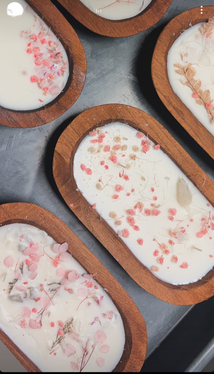 Hand-Poured Wood Dough Bowl Candle