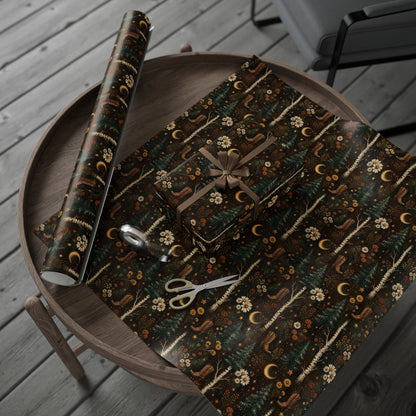 Western Boho Midnight Pines Wrapping Paper | Cowboy Boots & Moons Holiday Gift Wrap | Pearl & Company™ Dust & Daisies