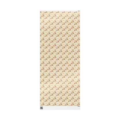 Western Boho Cream Stripe Wrapping Paper | Cowboy Boots & Pumpkins Harvest Gift Wrap | Pearl & Company™ Dust & Daisies