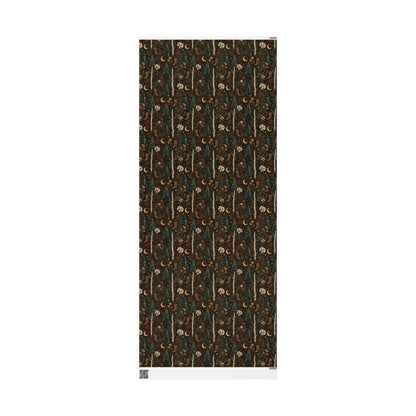 Western Boho Midnight Pines Wrapping Paper | Cowboy Boots & Moons Holiday Gift Wrap | Pearl & Company™ Dust & Daisies