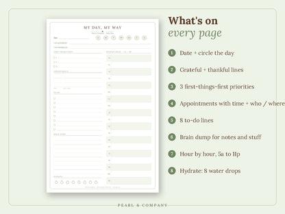 Daily Planner Printable & Fillable – My Day, My Way (90 Days) | Pearl & Company