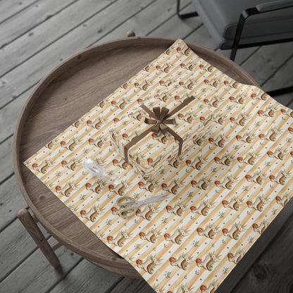 Western Boho Cream Stripe Wrapping Paper | Cowboy Boots & Pumpkins Harvest Gift Wrap | Pearl & Company™ Dust & Daisies