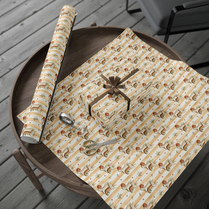 Western Boho Cream Stripe Wrapping Paper | Cowboy Boots & Pumpkins Harvest Gift Wrap | Pearl & Company™ Dust & Daisies