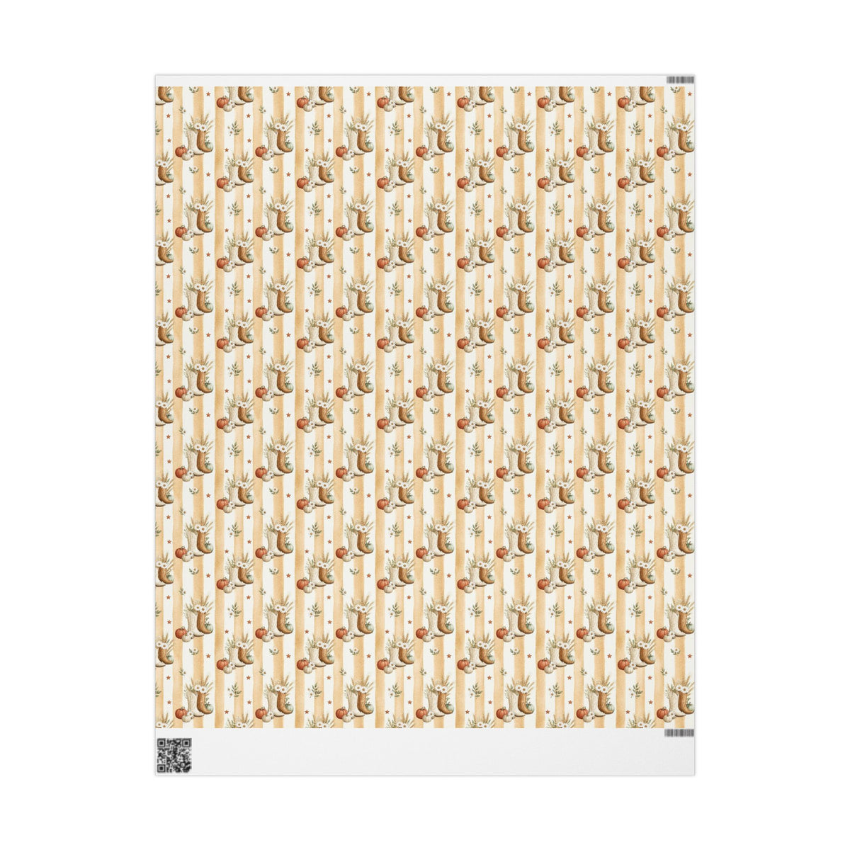 Western Boho Cream Stripe Wrapping Paper | Cowboy Boots & Pumpkins Harvest Gift Wrap | Pearl & Company™ Dust & Daisies