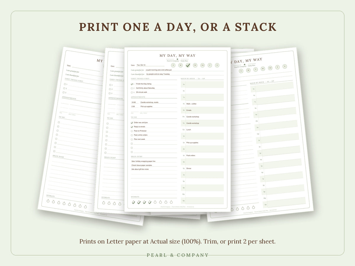 Daily Planner Printable & Fillable – My Day, My Way (90 Days) | Pearl & Company