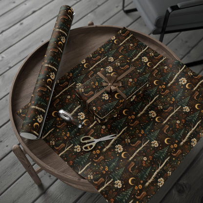 Western Boho Midnight Pines Wrapping Paper | Cowboy Boots & Moons Holiday Gift Wrap | Pearl & Company™ Dust & Daisies