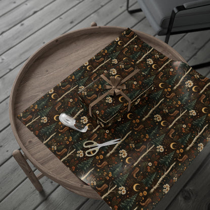 Western Boho Midnight Pines Wrapping Paper | Cowboy Boots & Moons Holiday Gift Wrap | Pearl & Company™ Dust & Daisies