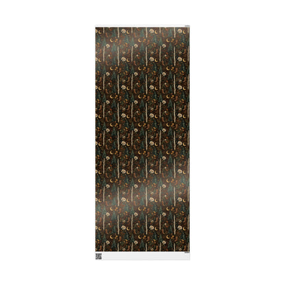 Western Boho Midnight Pines Wrapping Paper | Cowboy Boots & Moons Holiday Gift Wrap | Pearl & Company™ Dust & Daisies