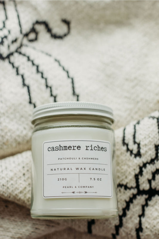 Pearl and Company Natural Candle, Cashmere Riches, Patchouli & Cashmere