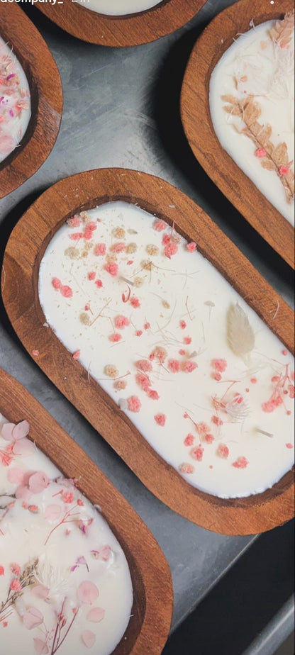 Hand-Poured Wood Dough Bowl Candle