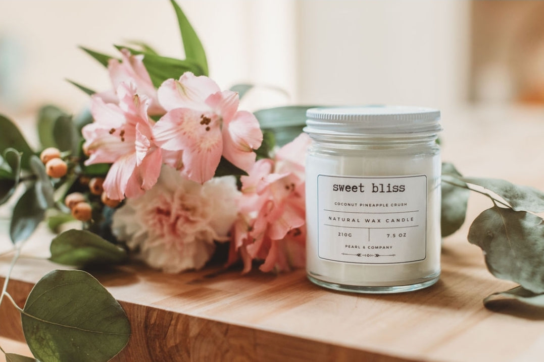 Pearl and Company Natural Candle, Sweet Bliss, Coconut Pineapple