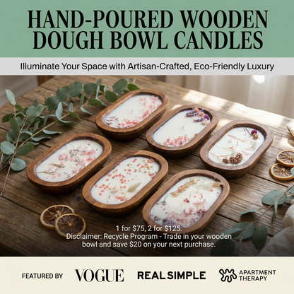 Hand-Poured Wood Dough Bowl Candle