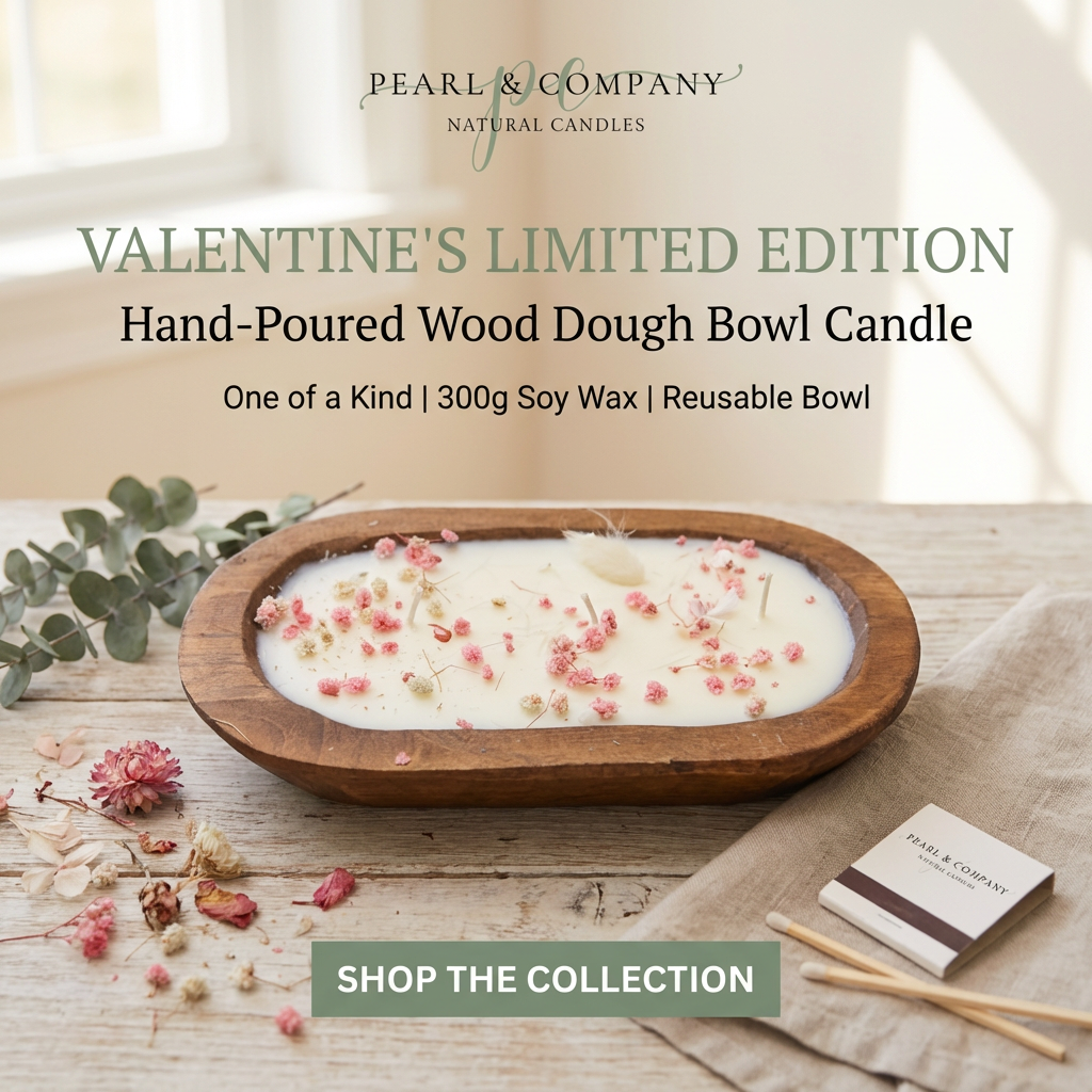Hand-Poured Wood Dough Bowl Candle